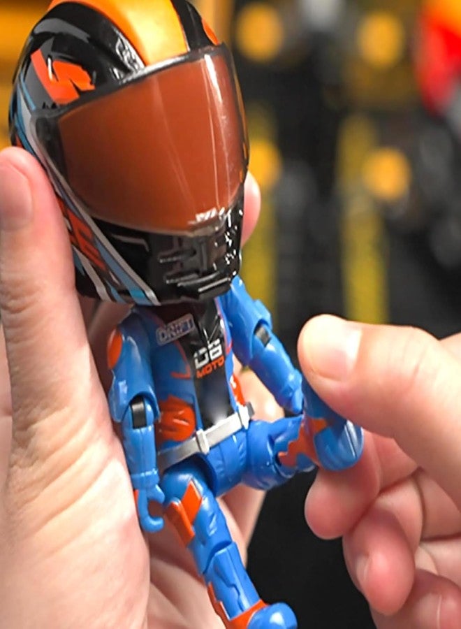 UMANI MotoGP Racing Helmet Die-Cast Mini Figure - Transforming Action Collectible Toy, Poseable Metal Character (Blue) - Image 5