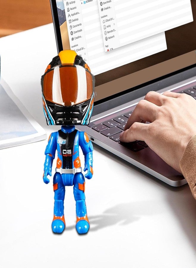UMANI MotoGP Racing Helmet Die-Cast Mini Figure - Transforming Action Collectible Toy, Poseable Metal Character (Blue) - Image 4