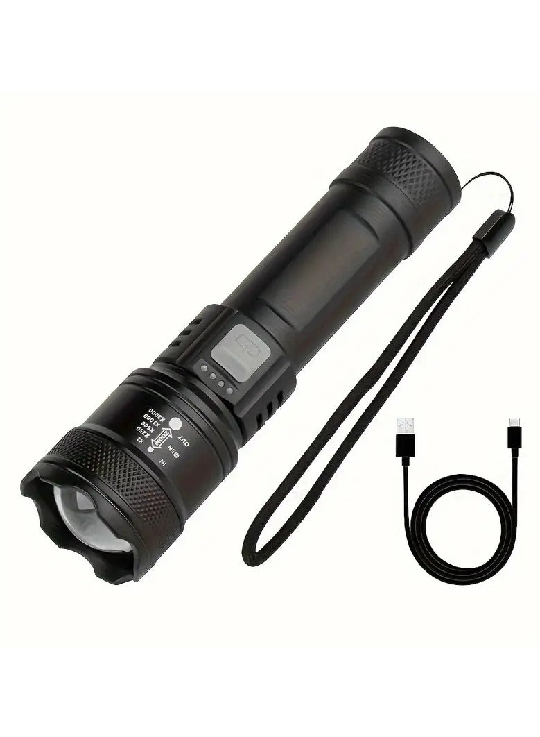TY - 908 Rechargeable Flashlights High Lumens Led - 1200 Lumens Super Bright Tactical Flashlight with 3 Modes & Far & Near Zoom Waterproof, Handheld Powerful Flash Light for Home Usb Type-C Charging - Image 1