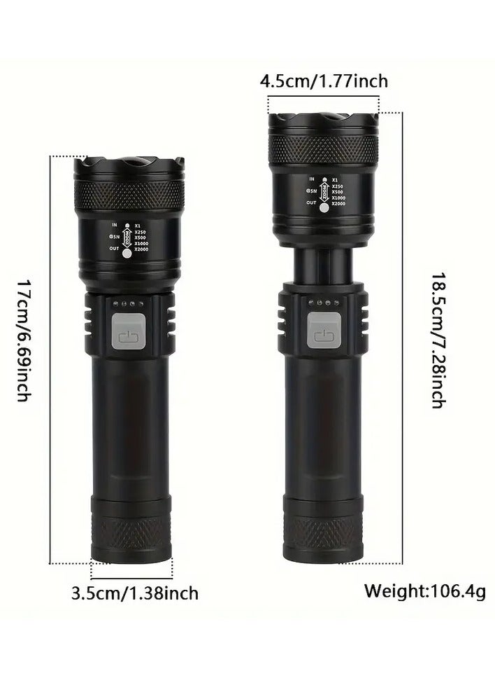 Rechargeable Flashlights TY - 908  High Lumens Led - 1200 Lumens Super Bright Tactical Flashlight with 3 Modes & Far & Near Zoom Waterproof, Handheld Powerful Flash Light for Home Usb Type-C Charging - Image 4