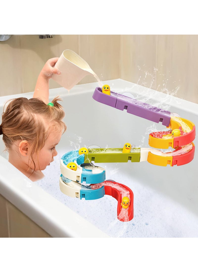 LEFAFA Duck Slide Bath Toys for Kids Ages 3+, 34pcs Wall Track Building Set 3+ Year Old, Fun DIY Kit Bathtub Time Birthday Gift for Toddler Boys & Girls  - Image 5