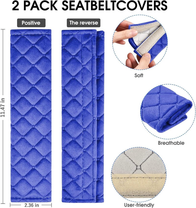 DETACHI Car Seat Belt Cover for More Comfortable Driving Seat Belt Shoulder Pad for Adults and Children Universal Car Seat Belt Velvet Cushion (Blue, Pack of 2) - Image 2