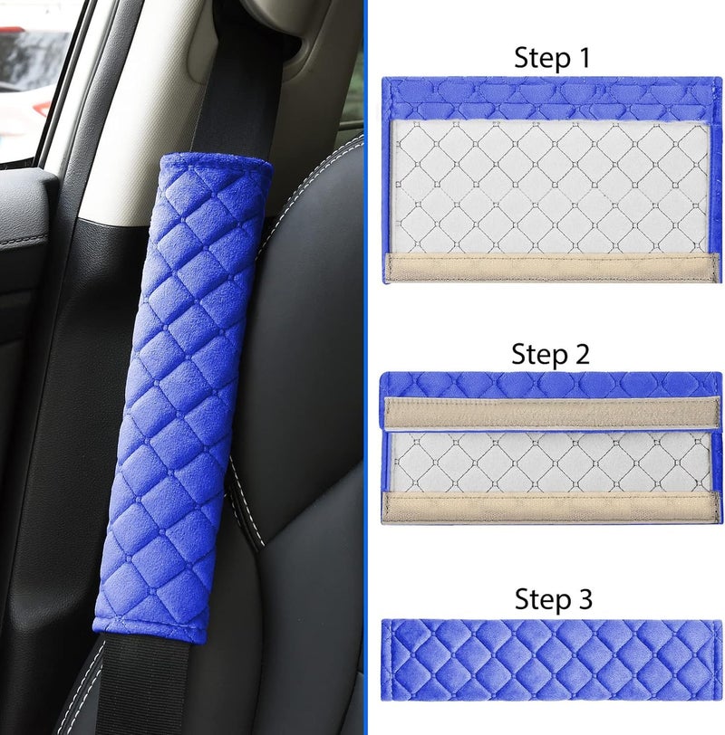 DETACHI Car Seat Belt Cover for More Comfortable Driving Seat Belt Shoulder Pad for Adults and Children Universal Car Seat Belt Velvet Cushion (Blue, Pack of 2) - Image 4