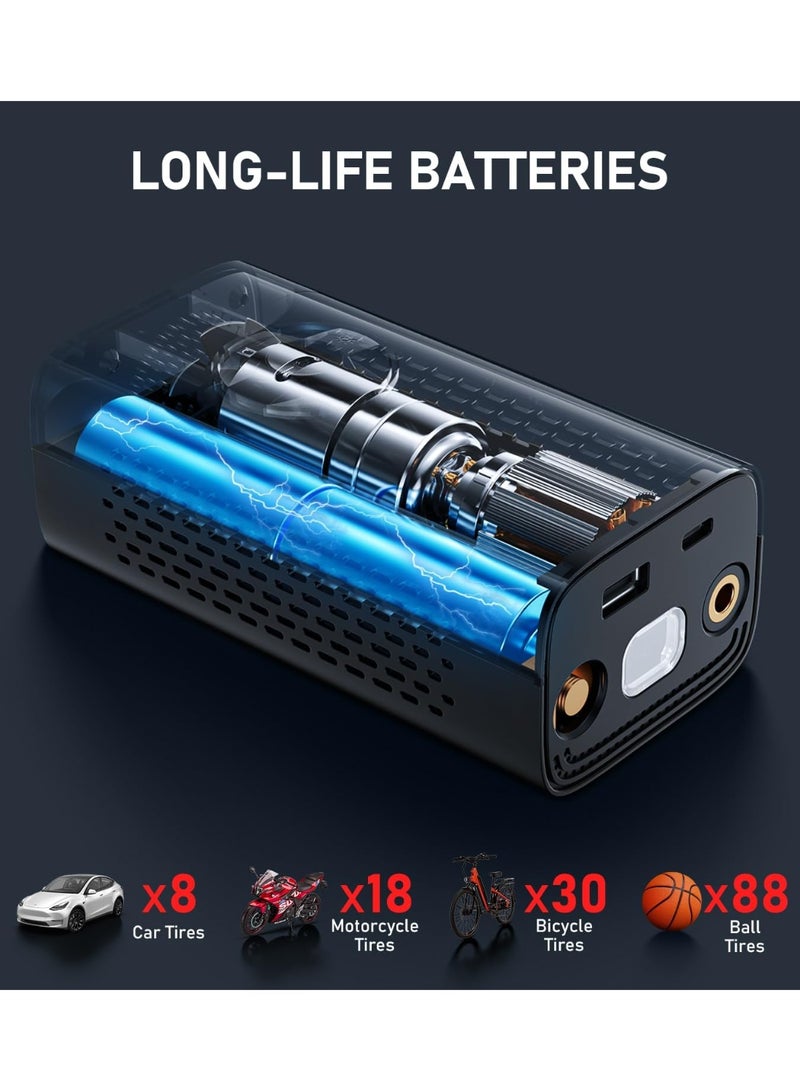 Generic Tire Inflator Portable Air Compressor, 150PSI Cordless Air Pump for Car Tires, Electric Bike Tire Pump with Pressure Gauge, Auto Shut Off, LED Light for Car Motorcycle Bicycle Ball - Image 5