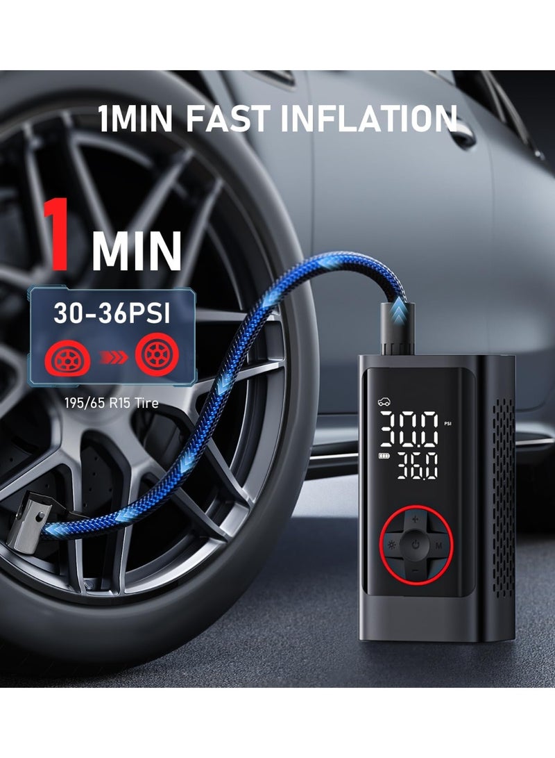 Generic Tire Inflator Portable Air Compressor, 150PSI Cordless Air Pump for Car Tires, Electric Bike Tire Pump with Pressure Gauge, Auto Shut Off, LED Light for Car Motorcycle Bicycle Ball - Image 2