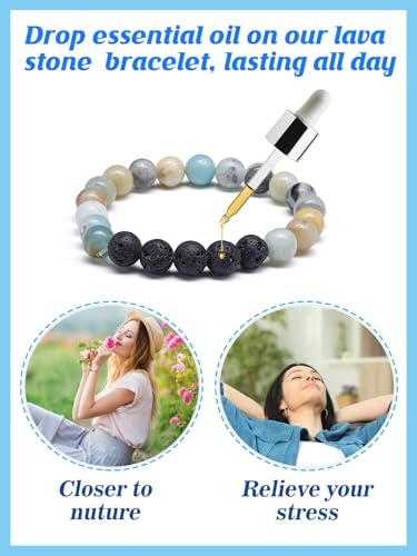 Apipi Healing Beaded Bracelets for Women - 6 Pcs Lava Stone Crystal Agate Anxiety Stress Relief Yoga Aromatherapy Essential Oil Diffuser Bracelets Mom Wife Friends Gifts - Image 3