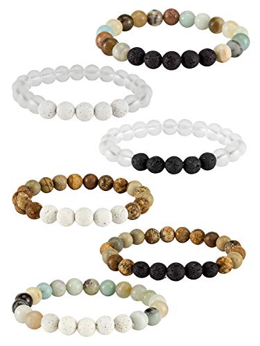 Apipi Healing Beaded Bracelets for Women - 6 Pcs Lava Stone Crystal Agate Anxiety Stress Relief Yoga Aromatherapy Essential Oil Diffuser Bracelets Mom Wife Friends Gifts - Image 1