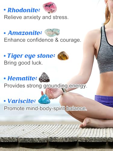 Apipi Healing Beaded Bracelets for Women - 6 Pcs Lava Stone Crystal Agate Anxiety Stress Relief Yoga Aromatherapy Essential Oil Diffuser Bracelets Mom Wife Friends Gifts - Image 2
