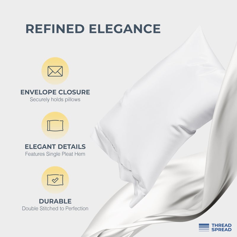 THREAD SPREAD 100% Egyptian Cotton King Size Sheets Set - Luxury 1500 Series Egyptian Cotton Sheets King Size (4 PC, White), Silky Soft, Sateen Weave, Cooling & Breathable, 17" Deep Pocket Bed Set - Image 4