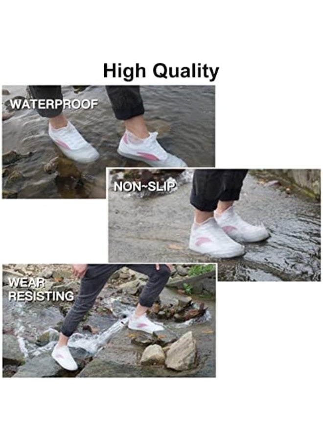 Waterproof Shoe Covers, Non-Slip Water Resistant Overshoes Silicone Rubber Rain Shoe Cover Protectors for Kids, Men, Women (Medium, Gray) - Image 3