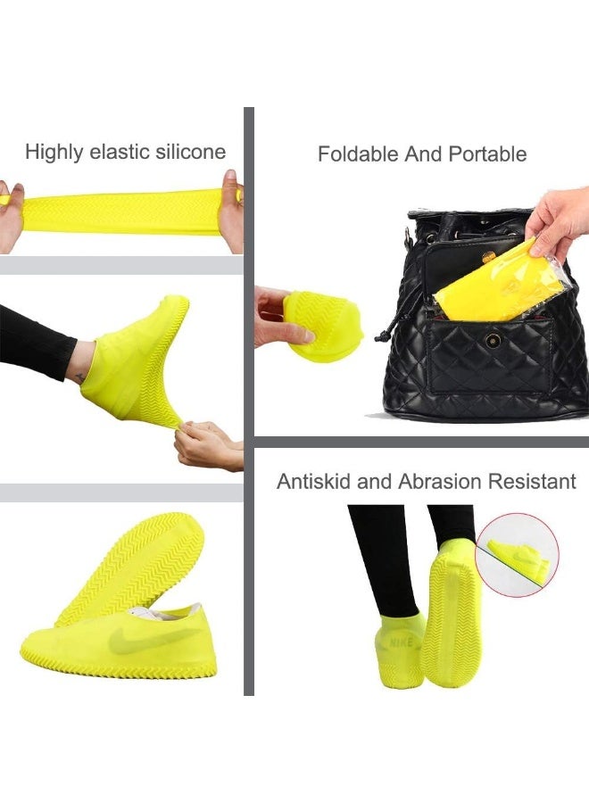 Waterproof Shoe Covers, Non-Slip Water Resistant Overshoes Silicone Rubber Rain Shoe Cover Protectors for Kids, Men, Women (Medium, Gray) - Image 4
