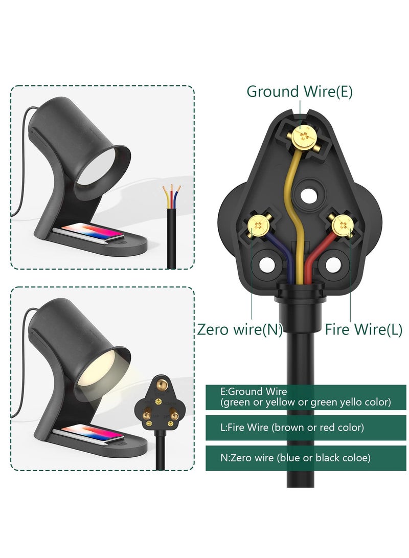 ٤ قطع مقابس mains ٣ دبابيس، نوع-D دبابيس دائرية للمقابس، ٥A ٢٥٠V معيار المملكة المتحدة للمقابس، قابس طاقة صغير منزلي للاضاءة واللمبة (أسود)  - Image 5