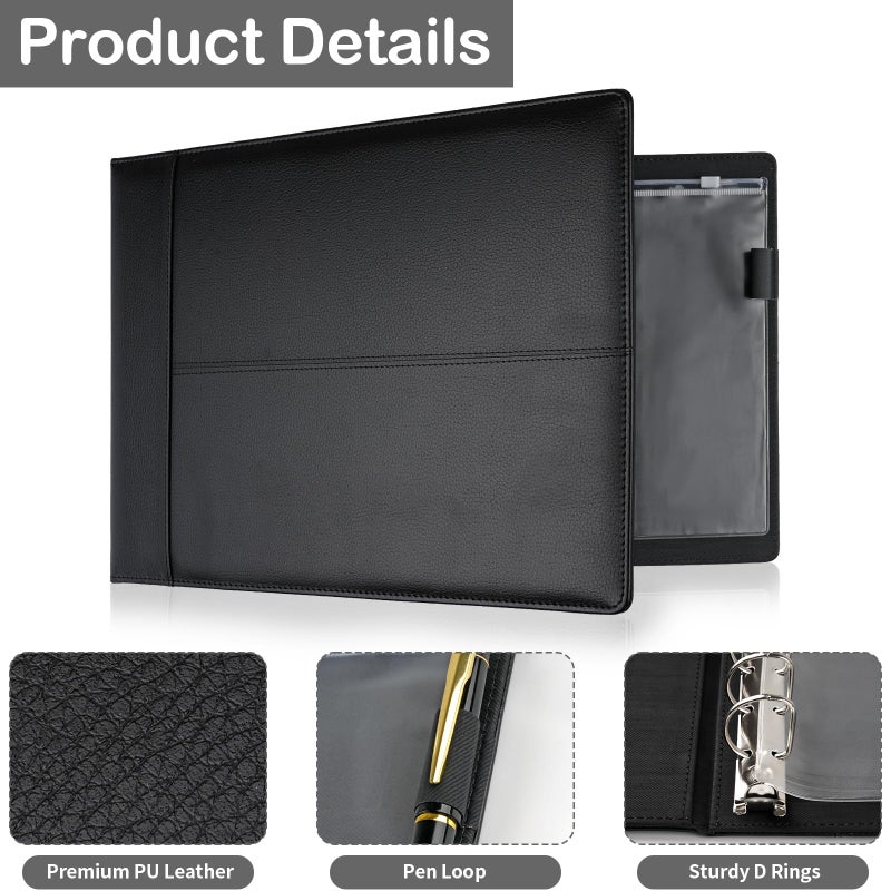 MOWPOG Professional 7 Ring Business Checkbook Binder, Premium PU Leather Organizer for 3-On-A-Page Checks, Perfect for Business and Personal Finances, Fits 9x13 Inch Sheets, 600 Check Capacity - Image 5