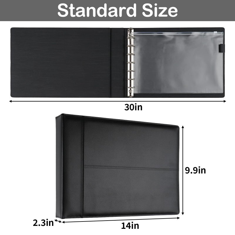 MOWPOG Professional 7 Ring Business Checkbook Binder, Premium PU Leather Organizer for 3-On-A-Page Checks, Perfect for Business and Personal Finances, Fits 9x13 Inch Sheets, 600 Check Capacity - Image 2