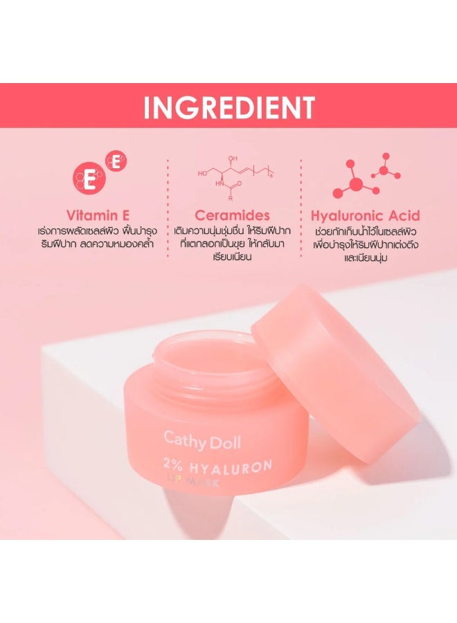 Cathy Doll 2% Hyaluron Lip Mask – Peach | Overnight Lip Repair with Vitamin E, Ceramide & Natural Oils - Image 5