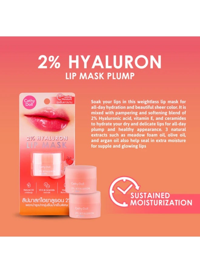 Cathy Doll 2% Hyaluron Lip Mask – Peach | Overnight Lip Repair with Vitamin E, Ceramide & Natural Oils - Image 4