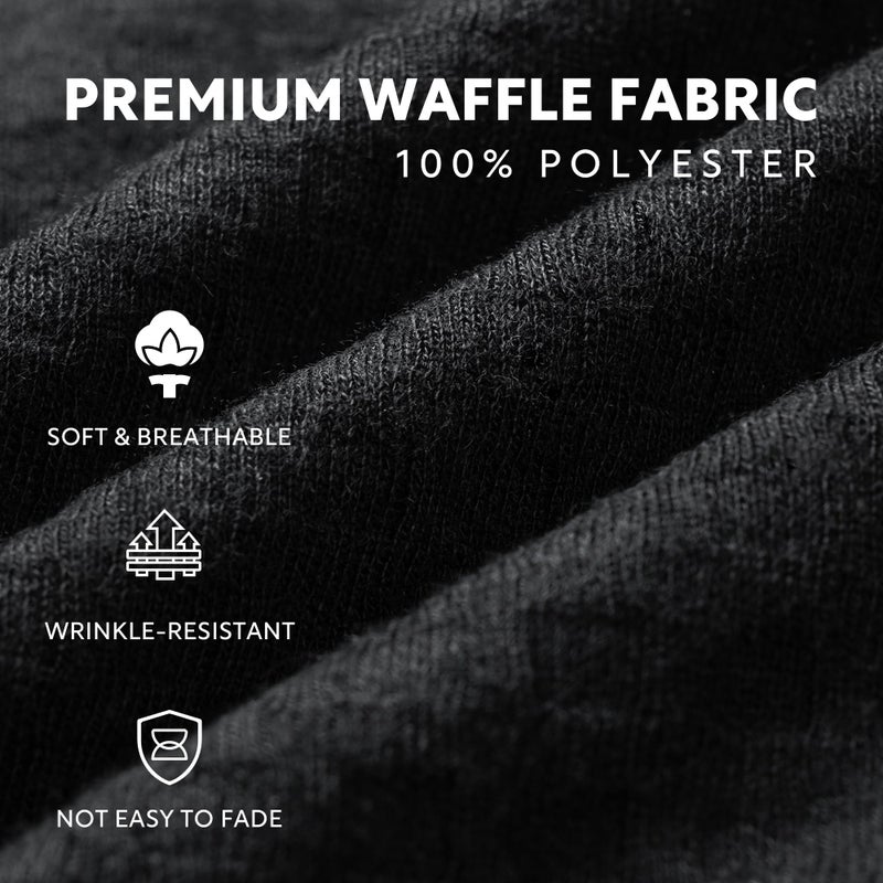 DAVID ARCHY Mens Waffle Pajamas Set Warm Pajmas for Men Notched Collar Winter Sleepwear with Roomy Pockets (M, Black) - Image 4