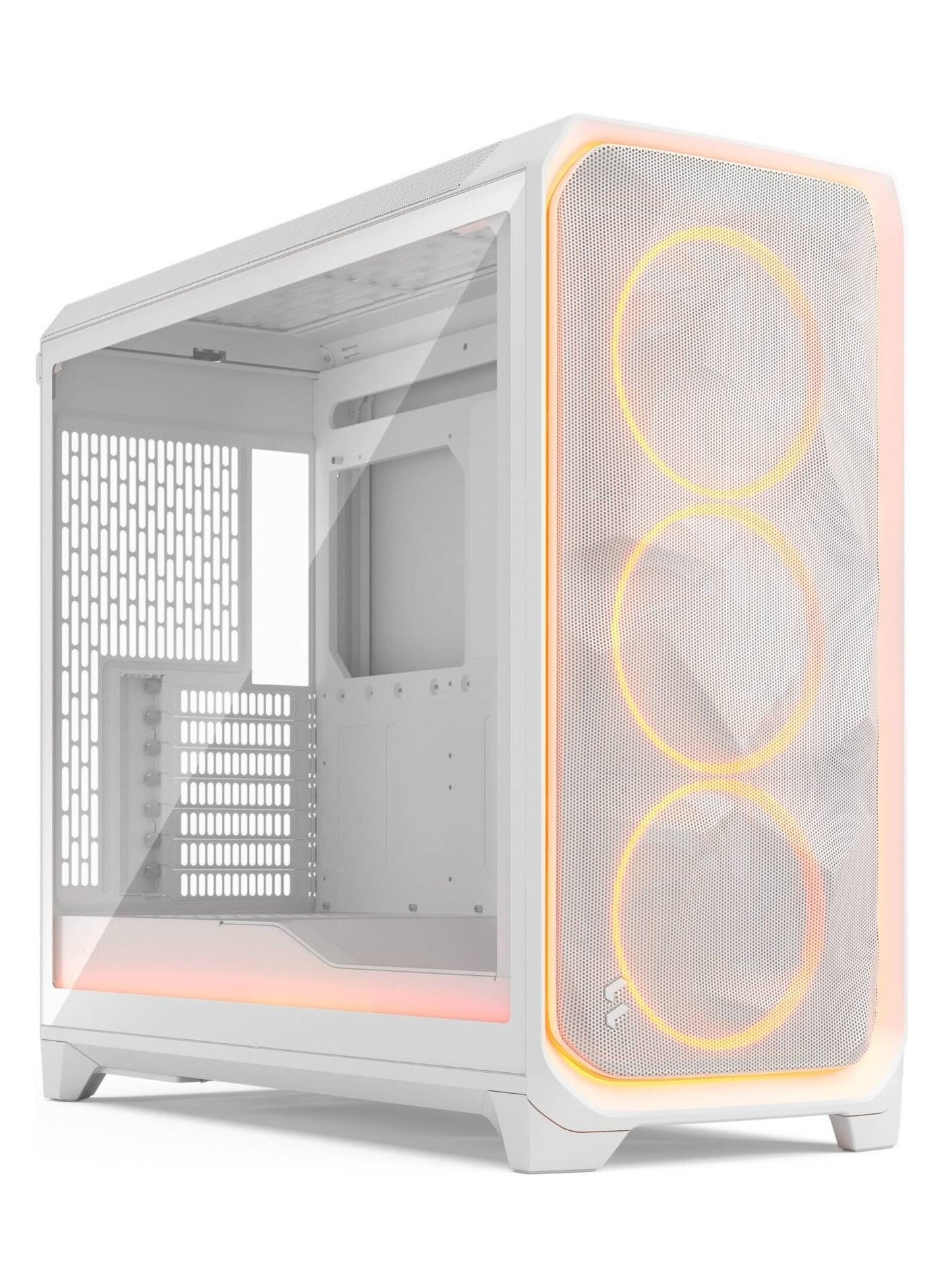 Meshify 3 Ambience Pro RGB White Tempered Glass Clear Tint Mid-Tower PC Case, High Airflow Mesh Front Panel, Includes 3x 140mm Momentum RGB Fans with ARGB Hub, Premium Steel & Tempered Glass Build, Advanced Cable Management, White | FD-C-MES3X-05