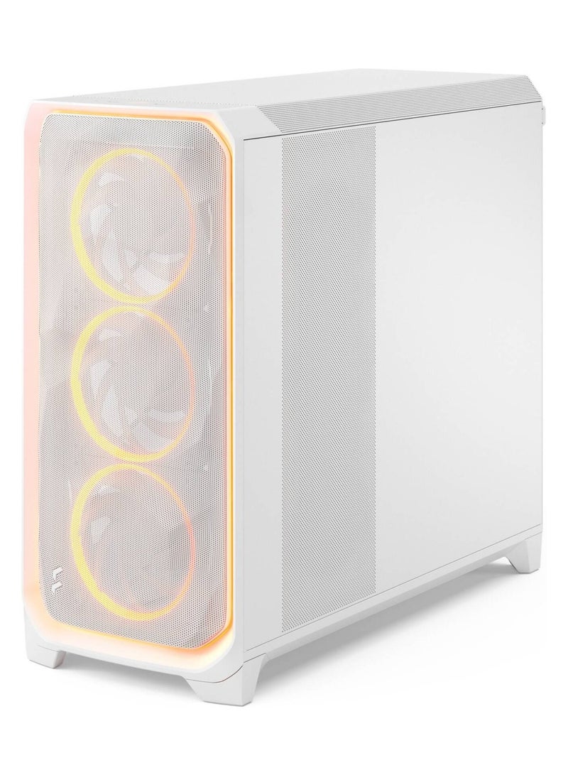 Fractal Design Meshify 3 Ambience Pro RGB White Tempered Glass Clear Tint Mid-Tower PC Case, High Airflow Mesh Front Panel, Includes 3x 140mm Momentum RGB Fans with ARGB Hub, Premium Steel & Tempered Glass Build, Advanced Cable Management, White | FD-C-MES3X-05 - Image 3