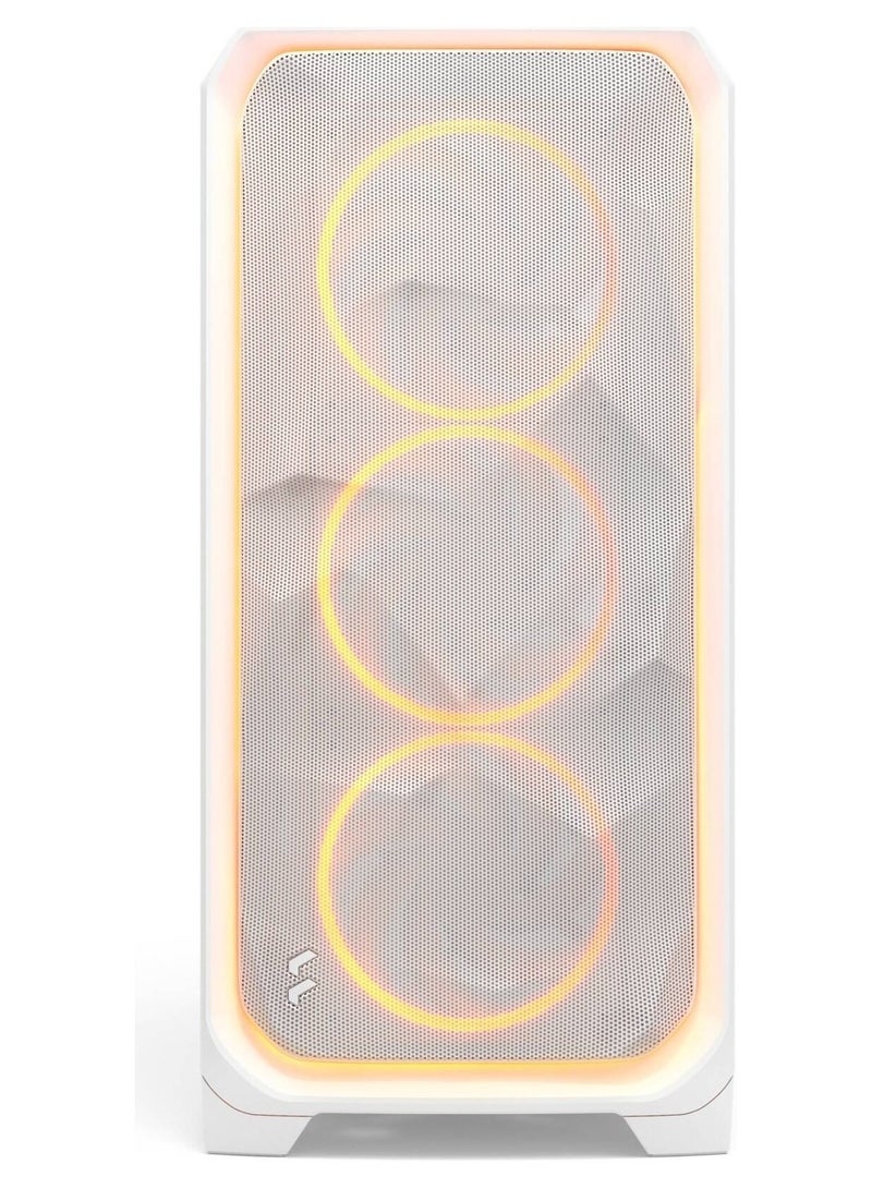 Fractal Design Meshify 3 Ambience Pro RGB White Tempered Glass Clear Tint Mid-Tower PC Case, High Airflow Mesh Front Panel, Includes 3x 140mm Momentum RGB Fans with ARGB Hub, Premium Steel & Tempered Glass Build, Advanced Cable Management, White | FD-C-MES3X-05 - Image 4