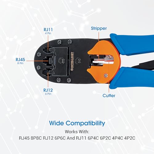 Intellinet RJ45 Crimp Tool – All-In-One Modular Universal Crimper with Wire Cutter & Stripper Functions – Crimps RJ45, RJ22, RJ12, RJ11, RJ10, RJ9 Connector Plugs – Lifetime Mfg Warranty - 211048 - Image 5