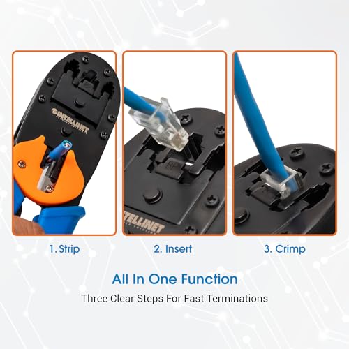 Intellinet RJ45 Crimp Tool – All-In-One Modular Universal Crimper with Wire Cutter & Stripper Functions – Crimps RJ45, RJ22, RJ12, RJ11, RJ10, RJ9 Connector Plugs – Lifetime Mfg Warranty - 211048 - Image 3