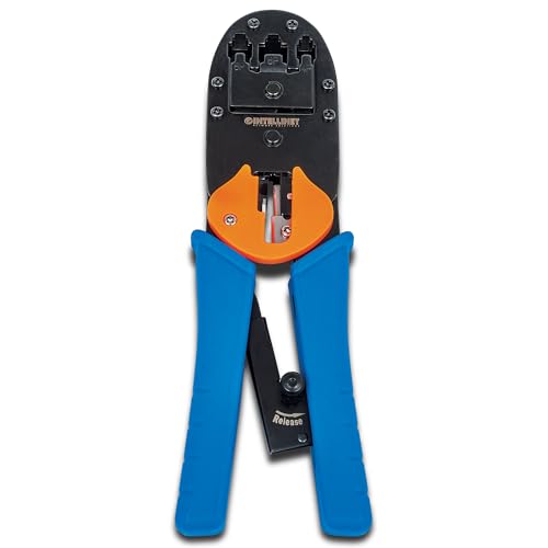 Intellinet RJ45 Crimp Tool – All-In-One Modular Universal Crimper with Wire Cutter & Stripper Functions – Crimps RJ45, RJ22, RJ12, RJ11, RJ10, RJ9 Connector Plugs – Lifetime Mfg Warranty - 211048 - Image 1