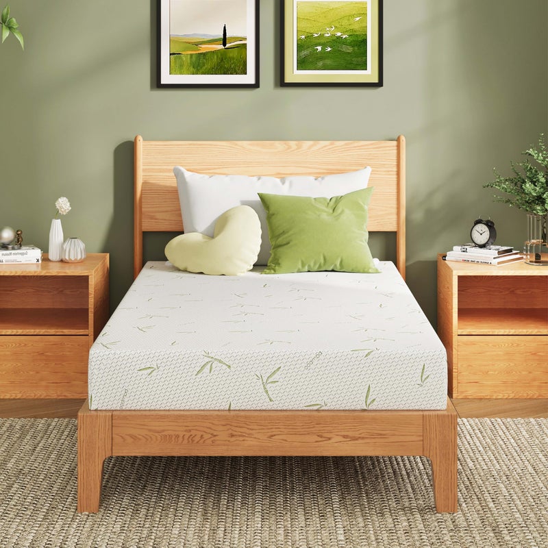 EGOHOME 6 Inch Twin Size Mattress, Cooling Green Tea Gel Memory Foam for Pressure Relief, Medium Firm Support, Fiberglass Free, Bed in a Box, CertiPUR-US Certified - Image 1