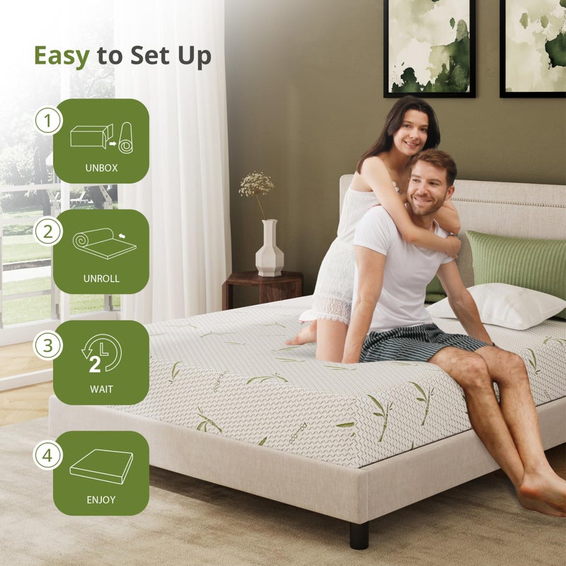 EGOHOME 6 Inch Twin Size Mattress, Cooling Green Tea Gel Memory Foam for Pressure Relief, Medium Firm Support, Fiberglass Free, Bed in a Box, CertiPUR-US Certified - Image 5