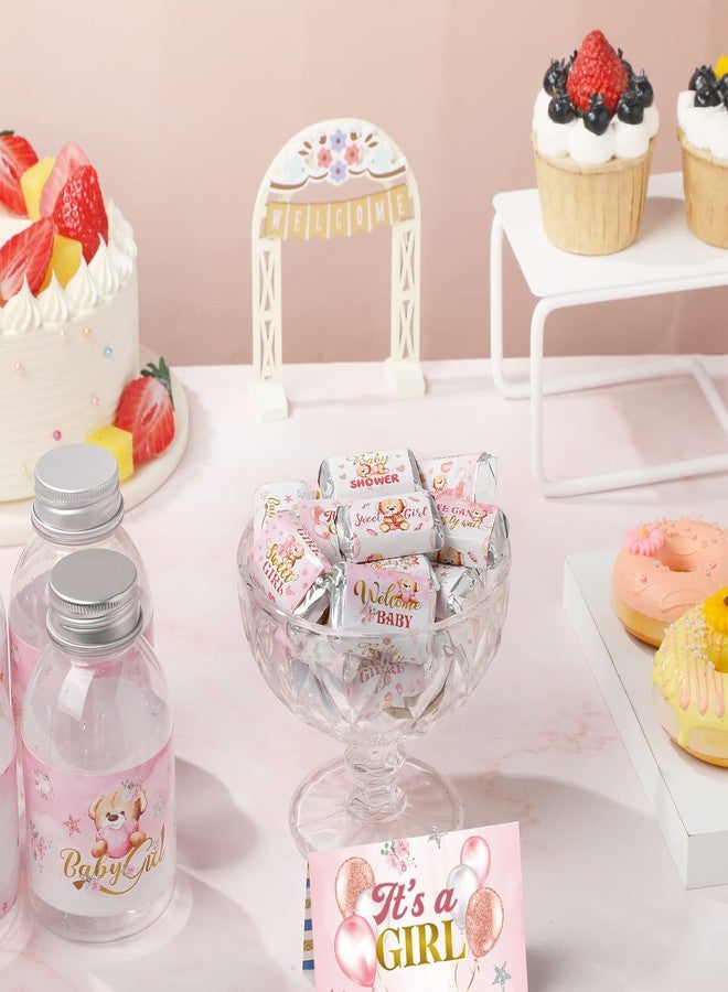 Clabby 90 Pcs Pink Bear Baby Shower Candy Wrappers,Chocolate Bar Wrappers Mini Sweets Bar Miniatures Label Stickers for Baby Shower Decor Birthday Ceremony - Image 5