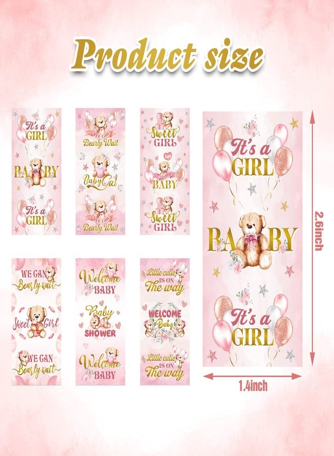 Clabby 90 Pcs Pink Bear Baby Shower Candy Wrappers,Chocolate Bar Wrappers Mini Sweets Bar Miniatures Label Stickers for Baby Shower Decor Birthday Ceremony - Image 2