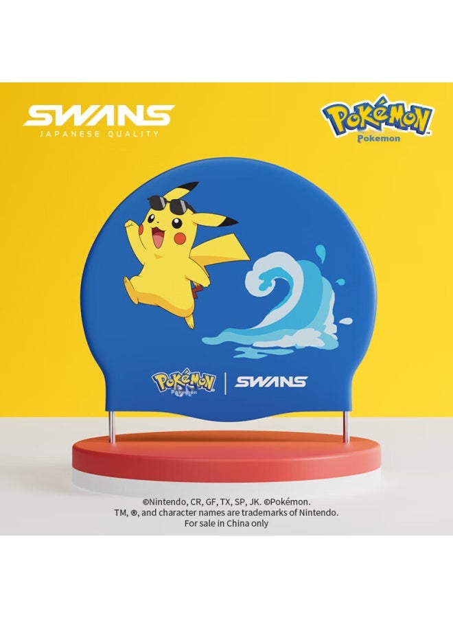 Speed Vision Suan Sheng Pokemon Swimming Cap For Boys, Pikachu, Chubby, Jenny Turtle, Girls Silicone Non-binding Ice Blue - Image 2