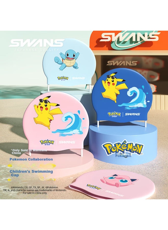 Speed Vision Suan Sheng Pokemon Swimming Cap For Boys, Pikachu, Chubby, Jenny Turtle, Girls Silicone Non-binding Ice Blue - Image 1