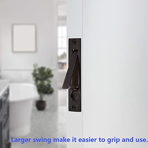 Dontay 2 Pack Pocket Door Lock with Key, Contemporary Entrance Sliding Barn Door Lock Latch, Recessed 2 Sided, 2 3/8" Backset, Flush Handles Hardware (Including Edge Pull, Matte Black, Square) - Image 3