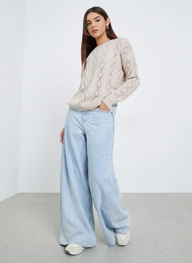 تايك تو كنزة بيج بقصة عادية وبحياكة بارزة