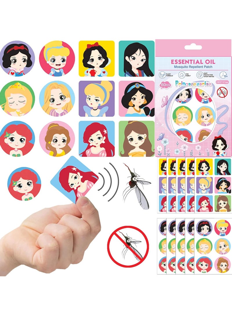 Children's Plant Essential Oil Stickers, Baby Anti-Mosquito Patch Baby Cartoon Protective Stickers Mosquito Repellent Stickers up to 24 Hours Protection for Outdoor Use (120 Stickers Princess)  - Image 1