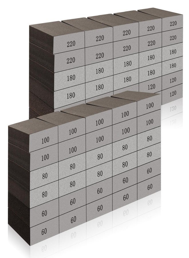 Rocaris 60 Pack Sanding Blocks, Washable and Reusable Sanding Sponge Fine Coarse for Wood and Drywall 60, 80, 100, 120, 180, 220 Grit - Image 1