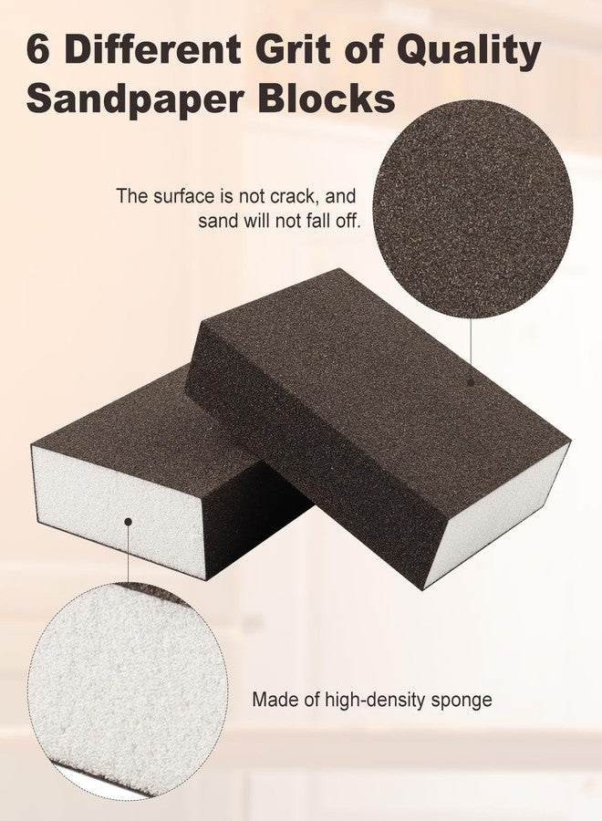 Rocaris 60 Pack Sanding Blocks, Washable and Reusable Sanding Sponge Fine Coarse for Wood and Drywall 60, 80, 100, 120, 180, 220 Grit - Image 3