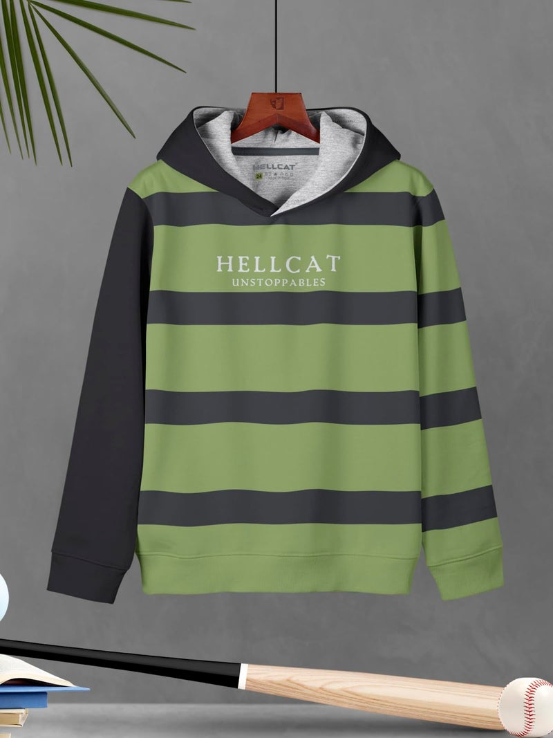HELLCAT Trendy Printed Cotton Blend Hoodie T-Shirt Jogger Trackpant Clothing Set for Boys - Pack of 1 / Green / 7-8 Years - Image 3