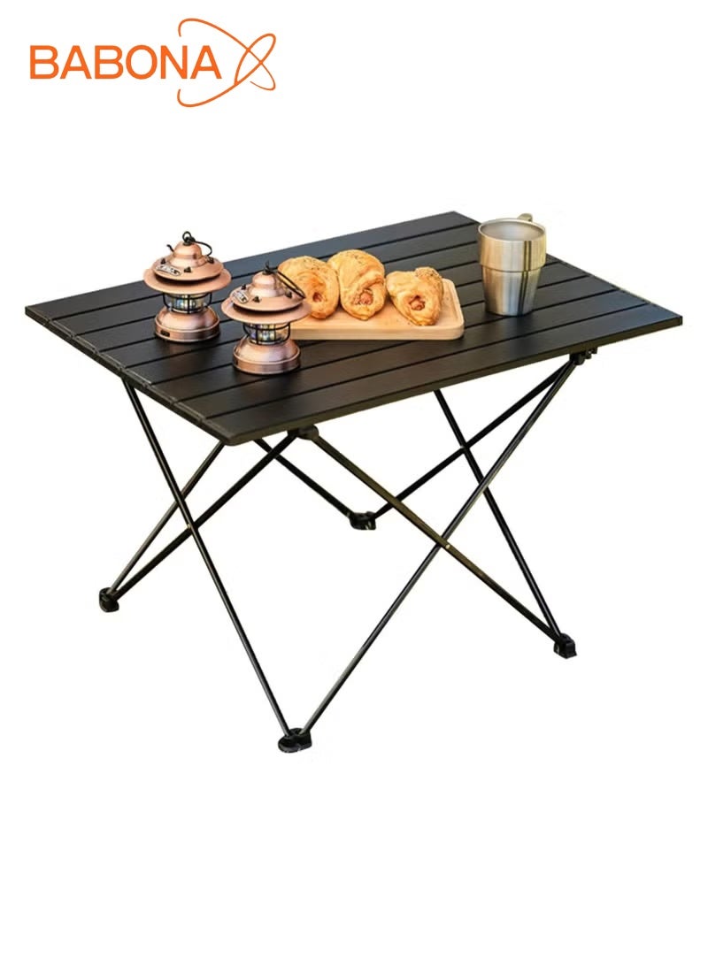 بابونا طاولة محمولة قابلة للطي للتخييم، مكتب صغير الحجم للسفر في الهواء الطلق والمشي لمسافات طويلة والنزهة (68 سم × 47 سم × 40 سم، أسود) - Image 1