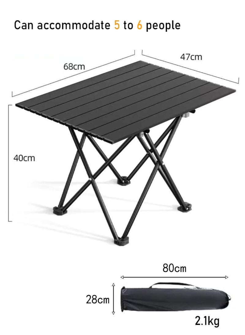 بابونا طاولة محمولة قابلة للطي للتخييم، مكتب صغير الحجم للسفر في الهواء الطلق والمشي لمسافات طويلة والنزهة (68 سم × 47 سم × 40 سم، أسود) - Image 2