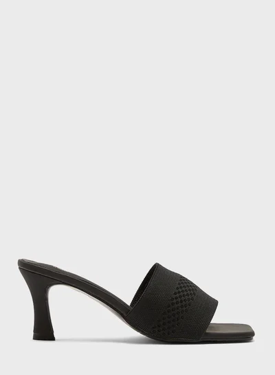ELLA Knit Square Toe Mule Sandal