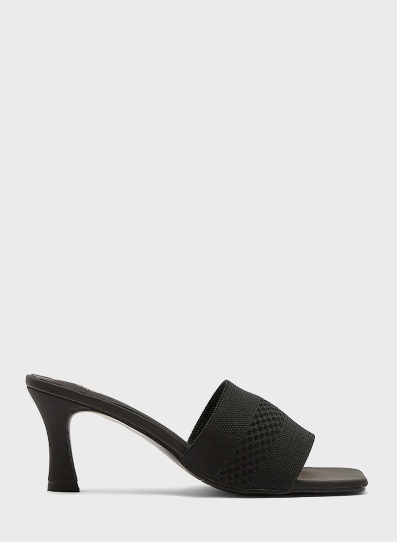 ELLA Knit Square Toe Mule Sandal