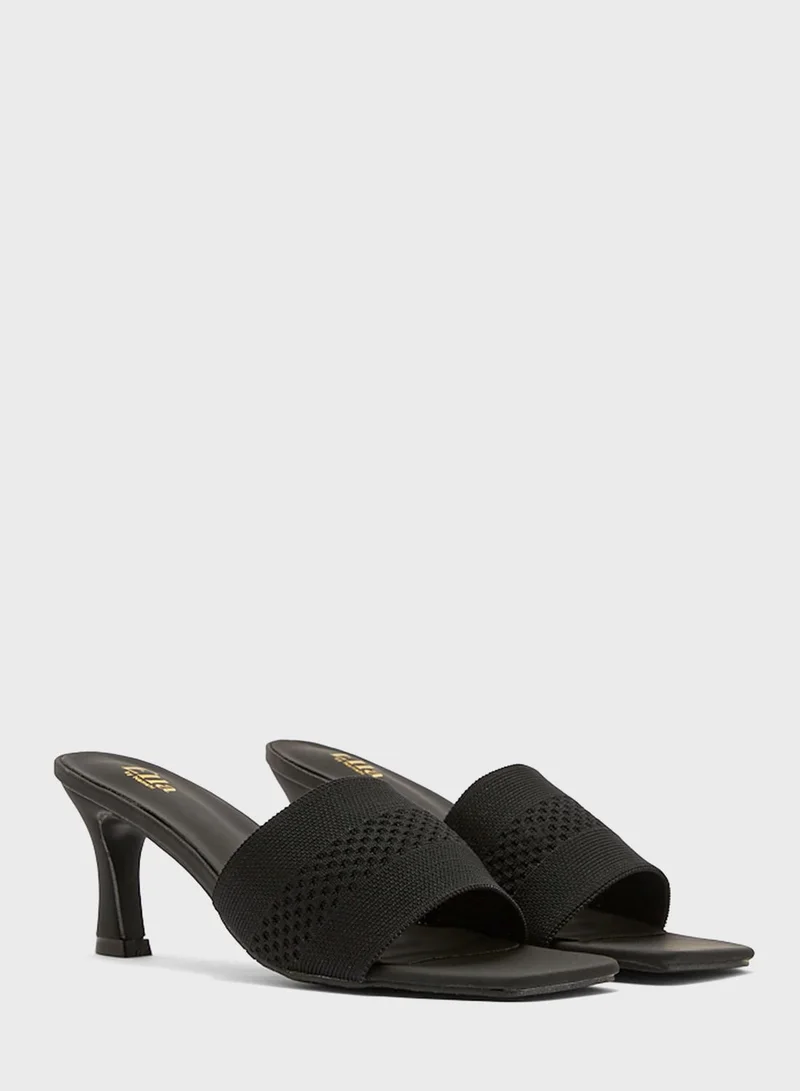 ELLA Knit Square Toe Mule Sandal