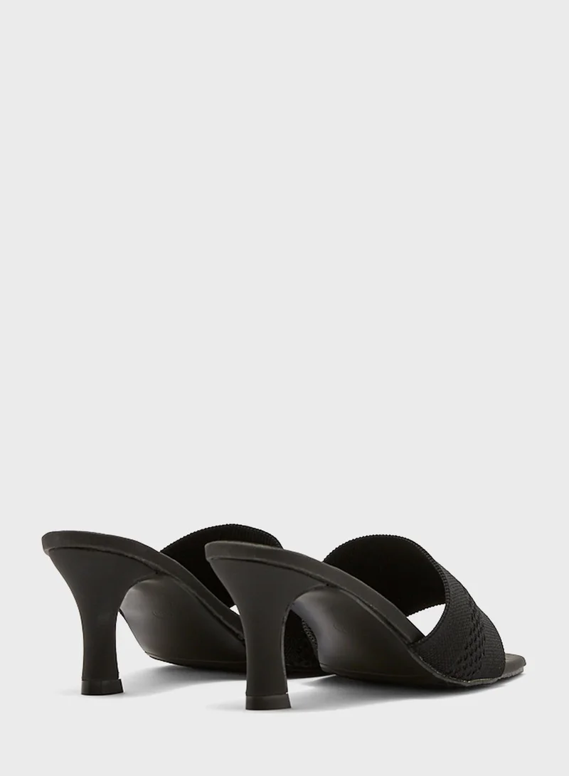 ELLA Knit Square Toe Mule Sandal