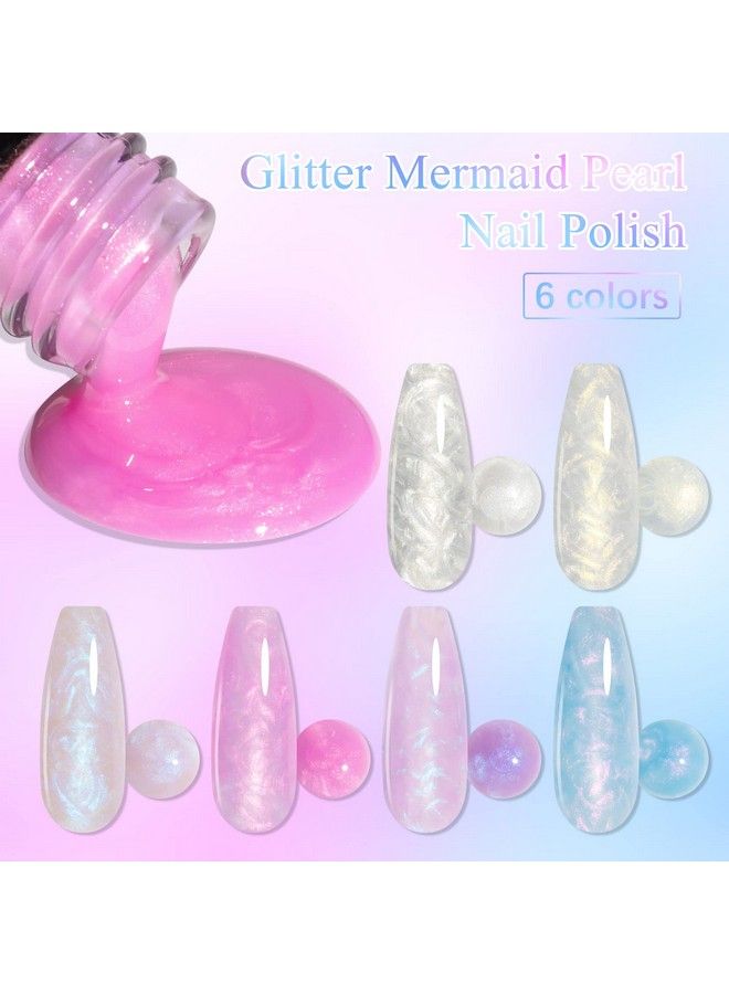 SUPWEE طلاء أظافر جل لؤلؤي لامع جيل مريمي أبيض وردي أرجواني أزرق طلاء أظافر لامع جل لؤلؤي تأثير دوامة قشرة خيط قابل للإزالة UV LED جل لصالون المنزل DIY مانيكير 6 ألوان - Image 3