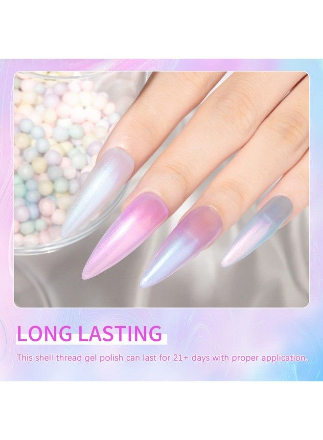 SUPWEE طلاء أظافر جل لؤلؤي لامع جيل مريمي أبيض وردي أرجواني أزرق طلاء أظافر لامع جل لؤلؤي تأثير دوامة قشرة خيط قابل للإزالة UV LED جل لصالون المنزل DIY مانيكير 6 ألوان - Image 5