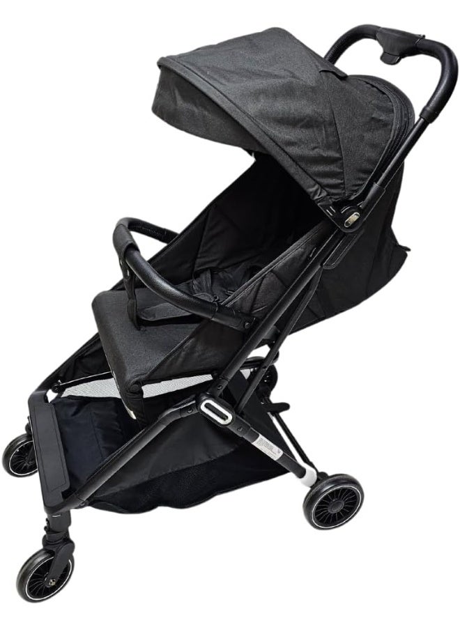 SMR kids T800 Easy Fold Baby Stroller, with 5 Point Strap, Adjustable Backrest and Sun Protection Canopy 70 X 100 X 52 Black - Image 1
