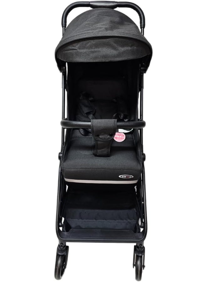 SMR kids T800 Easy Fold Baby Stroller, with 5 Point Strap, Adjustable Backrest and Sun Protection Canopy 70 X 100 X 52 Black - Image 4
