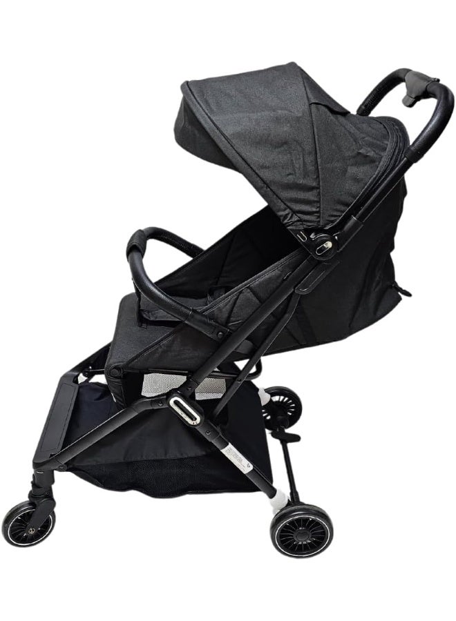 SMR kids T800 Easy Fold Baby Stroller, with 5 Point Strap, Adjustable Backrest and Sun Protection Canopy 70 X 100 X 52 Black - Image 3